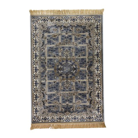 Tapete Persa Royal Cinza 100x150cm Fio Acetinado - Decoração para Quarto e Sala