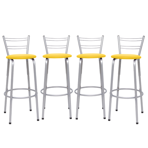 Kit 4 Banquetas para Balcão Flórida Prata Bistrô Ilhas Cozinha Gourmet Bares