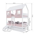 Ver imagem 3 de Beliche Casinha Encantada com 02 Gavetas Kit Escada/ Escorregador Madeira Maciça Rosa/ Branco