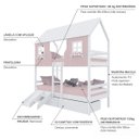 Ver imagem 4 de Beliche Casinha Encantada com 02 Gavetas Kit Escada/ Escorregador Madeira Maciça Rosa/ Branco