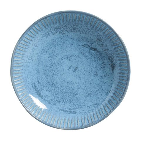 Prato Fundo 830ml Linhas Breeze 22,5cm Cerâmica Azul Porto Brasil Sopa Jantar Mesa Posta