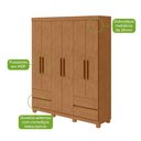 Ver imagem 6 de Guarda-Roupas 6 Portas 4 Gavetas com Pés sem Espelho Zeus - Lp - Rei de Casa Amendoa Clean