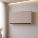 Ver imagem 1 de Armário Aéreo Modulado Essenza 3 Portas de Bater MDP Carvalho Andorra-Bege Dunas Luciane Móveis