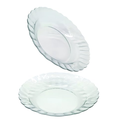 Kit Jogo Pratos Fundo Sopa Transparente 6 Peças 22,4cm