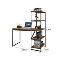 Ver imagem 4 de Conjunto Escritório 2 Peças Escrivaninha Industrial Fit e Cadeira Diretor Giratoria Tok Yescasa Marrom/Preto