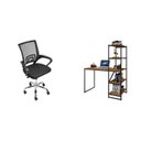 Ver imagem 2 de Conjunto Escritório 2 Peças Escrivaninha Industrial Fit e Cadeira Diretor Giratoria Tok Yescasa Marrom/Preto