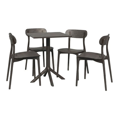 Kit Mesa Quadrada Simpla 2 em 1 de Plástico com 4 Cadeiras