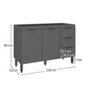 Ver imagem 5 de Kit Cozinha Compacta Modulada com Balcão e Aéreo 120cm Ysecasa Cinza/Grafite