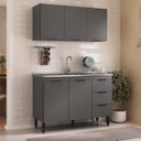 Ver imagem 1 de Kit Cozinha Compacta Modulada com Balcão e Aéreo 120cm Ysecasa Cinza/Grafite