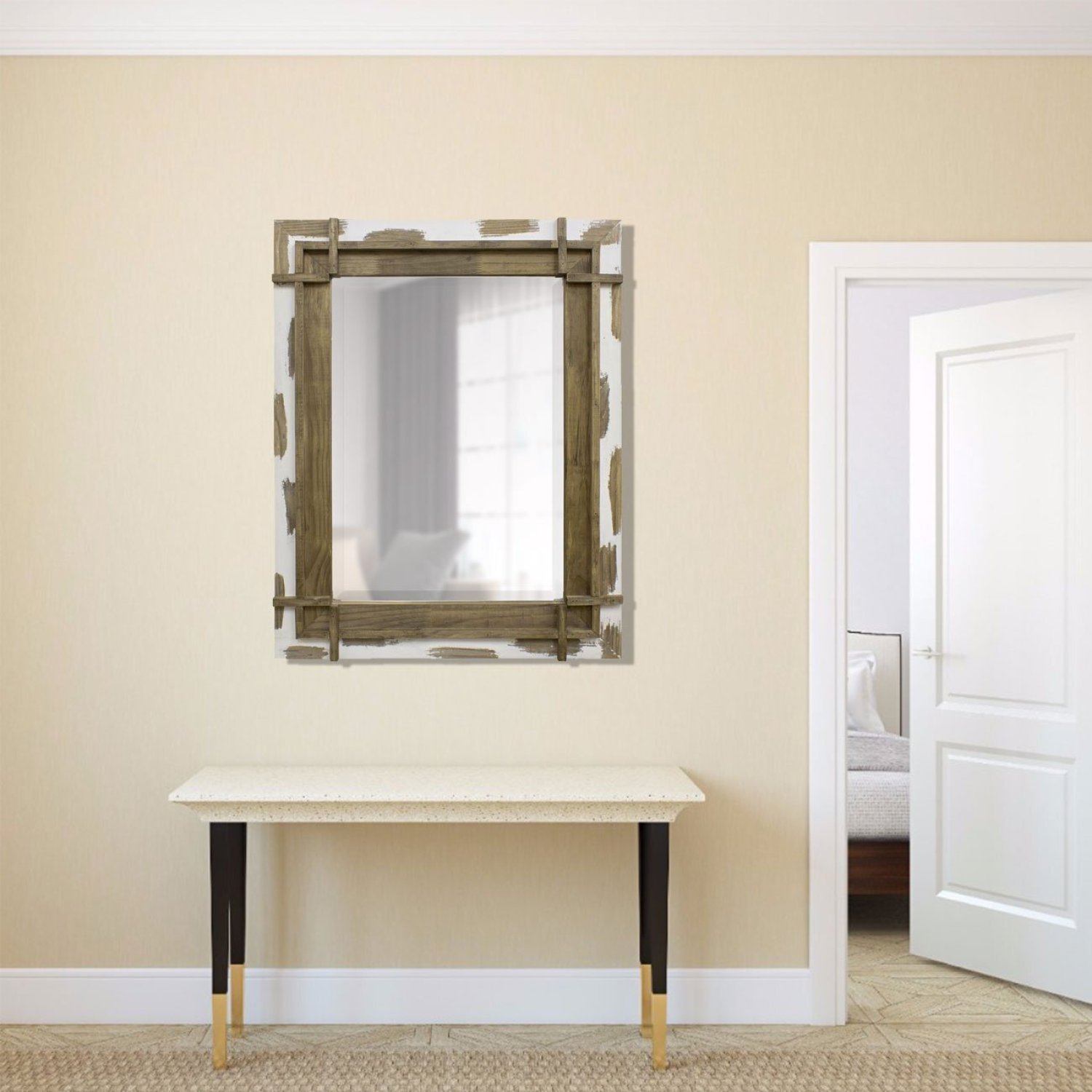 Espelho Rústico Decorativo com Moldura Raspada 92cm x 122cm Decore Ponto - 3