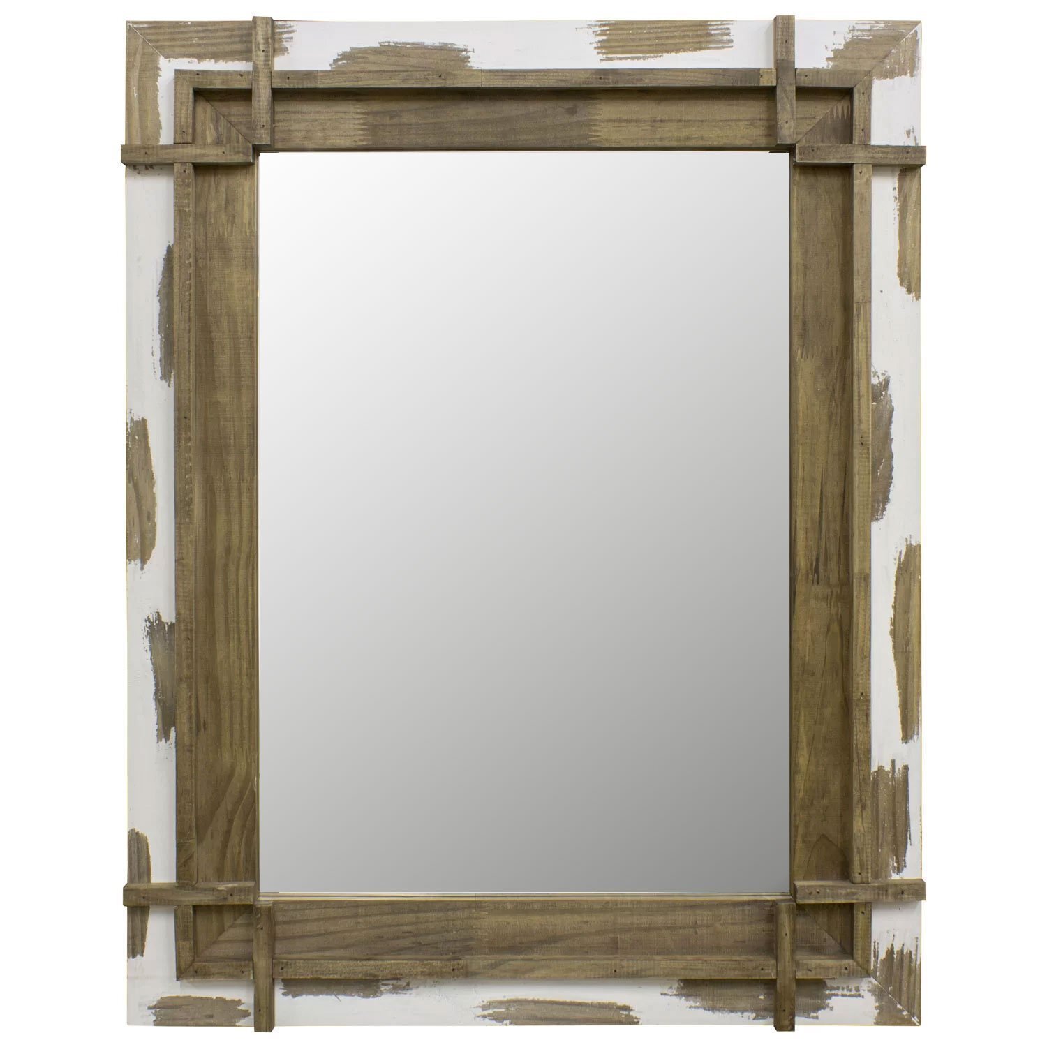 Espelho Rústico Decorativo com Moldura Raspada 92cm x 122cm Decore Ponto - 1