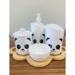 Kit Higiene Panda I - Branco C/bandeja Nuvem Crua - 1