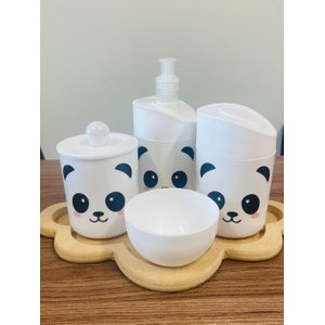 Kit Higiene Panda I - Branco C/bandeja Nuvem Crua