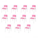Ver imagem 1 de Kit 11 Cadeira Iso Infantil Creche, Base Branco Rosa