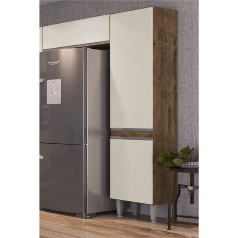 Paneleiro 2 Portas 204cm x 41cm Athena Marrom/Itaúba/Off White