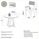 Ver imagem 3 de Conjunto Sala de Jantar Mesa Redonda 105cm com 4 Cadeiras MDF Palha Sintética Pinhão/Bege Claro