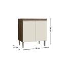 Ver imagem 4 de Balcão para Cozinha 80cm 2 Portas Athena Marrom/Itaúba/Off White