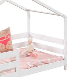 Cama Montessoriana Madeira Maciça Casa com Estrado Rena Branco Idimex - 4
