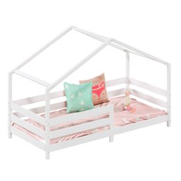 Cama Montessoriana Madeira Maciça Casa com Estrado Rena Branco Idimex - 11