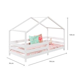 Cama Montessoriana Madeira Maciça Casa com Estrado Rena Branco Idimex - 8