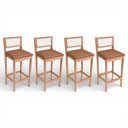 Ver imagem 1 de Kit 04 Banquetas Altas Brunella 99cm com Encosto Telinha Estilo Palha Corino Brown - Abmaza
