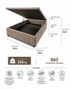 Ver imagem 2 de Cama Box Baú 138 x 188 cm, Tecido Blindado 1cm de Espuma, 100% Madeira, Série Ouro Cor Marrom Clar