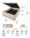 Ver imagem 2 de Cama Box Baú 138 x 188 cm, Tecido Blindado com 1cm de Espuma, 100% Madeira, Série Ouro Cor Bege