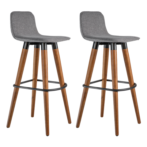 Conjunto 2 Banquetas Unidecor Línea em Madeira e Linho Cinza