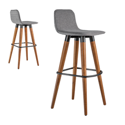 Conjunto 2 Banquetas Unidecor Línea em Madeira e Linho Cinza - 4