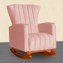 Ver imagem 2 de Poltrona Balanço c/ Puff Melinda Veludo Rosa