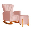 Ver imagem 1 de Poltrona Balanço c/ Puff Melinda Veludo Rosa