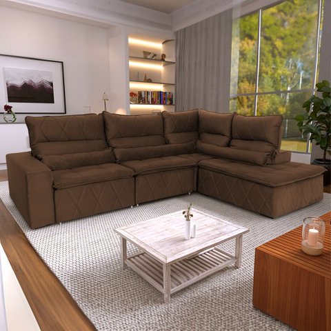 Conjunto Canto Amsterdam C/ Molas Retrátil Reclinável - King House