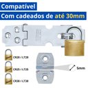 Ver imagem 4 de Dobradiça Porta Cadeado Fecho Trinco Zincado 6,5cm para Portão Gaveta Armário | Silvana | Kit 04 Un
