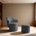 Ver imagem 4 de Poltrona Organica com Puff Tecido Boucle Moderna Elegante Decorativa Confortável Sala Espera
