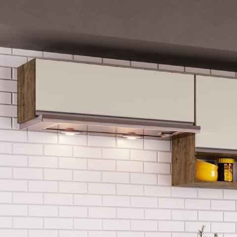 Armário Aéreo para Cozinha 1 Porta Basculante Athena Marrom/Itaúba/Off White
