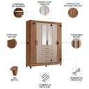 Ver imagem 3 de Guarda Roupa Casal 165cm com Espelho Khani Carvalho/fendi Z17 - Mpozenato
