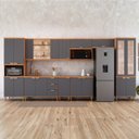 Ver imagem 1 de Cozinha Modulada 9 Peças 1 Cristaleira 3 Balcões 4 Armários Aéreo 1 Torre Elena Cinamomo/Titanium