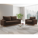 Ver imagem 1 de Conjunto Estofado Living + 1 Poltrona Napoles Marrom - Casa Giulia