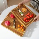 Ver imagem 4 de Bandeja Organizadora Retangular Vime Servir Café Temperos:marrom Claro