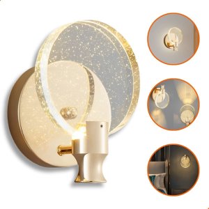 Arandela de Parede Redonda Disco Dourado Moderno Luxo