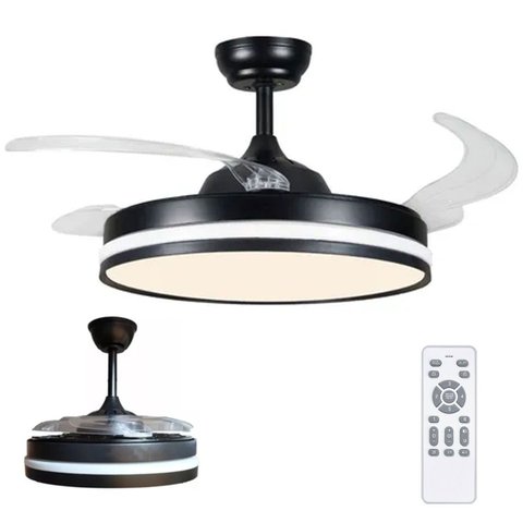 Ventilador de Teto Grande Lampada Led 3 em 1 Pa Retratil Controle Remoto Lustre Ajustavel Sala Quart