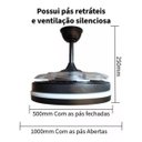 Ver imagem 6 de Ventilador de Teto Grande Lampada Led 3 em 1 Pa Retratil Controle Remoto Lustre Ajustavel Sala Quart