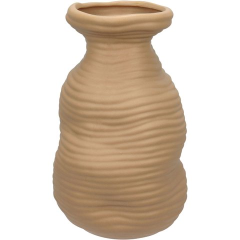 Vaso Decorativo Enfeite Planta Aparador Cerâmica 23x14x14cm Nude