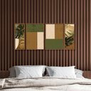 Ver imagem 2 de Kit 4 Quadros Decorativos Folhas Geométrico Sala Cozinha