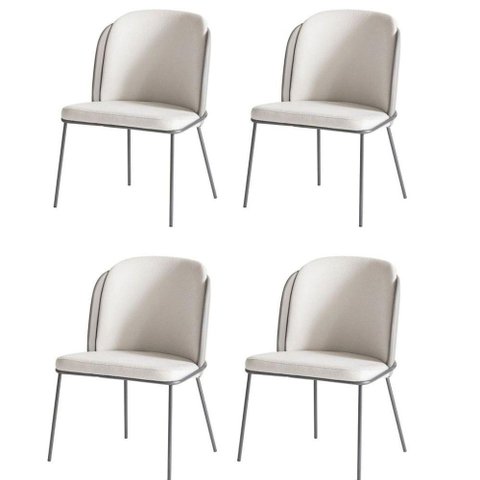 Kit 4 Cadeiras Tay para Sala de Jantar ou Área Gourmet-tecido Costas Linho 60-frente Linho 22
