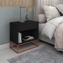 Ver imagem 2 de Kit 2 Mesinha de Cabeceira Canto Malta Preto com Base de Ferro Cobre