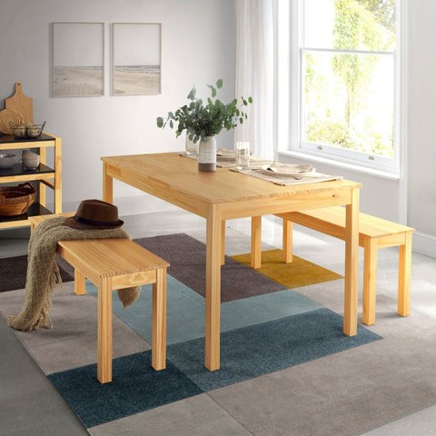 Mesa de Madeira Maciça 4 Lugares com Bancos Mandacaru CabeCasa MadeiraOriginals