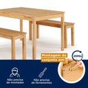 Ver imagem 4 de Mesa Madeira Maciça 4 Lugares com Bancos Mandacaru Yescasa Marrom/Amêndoa