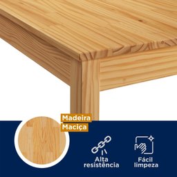Mesa de Jantar 6 Lugares Madeira Maciça Mandacaru CabeCasa MadeiraMadeira - 4