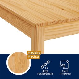 Mesa de Jantar 4 Lugares Madeira Maciça Mandacaru CabeCasa MadeiraMadeira - 6